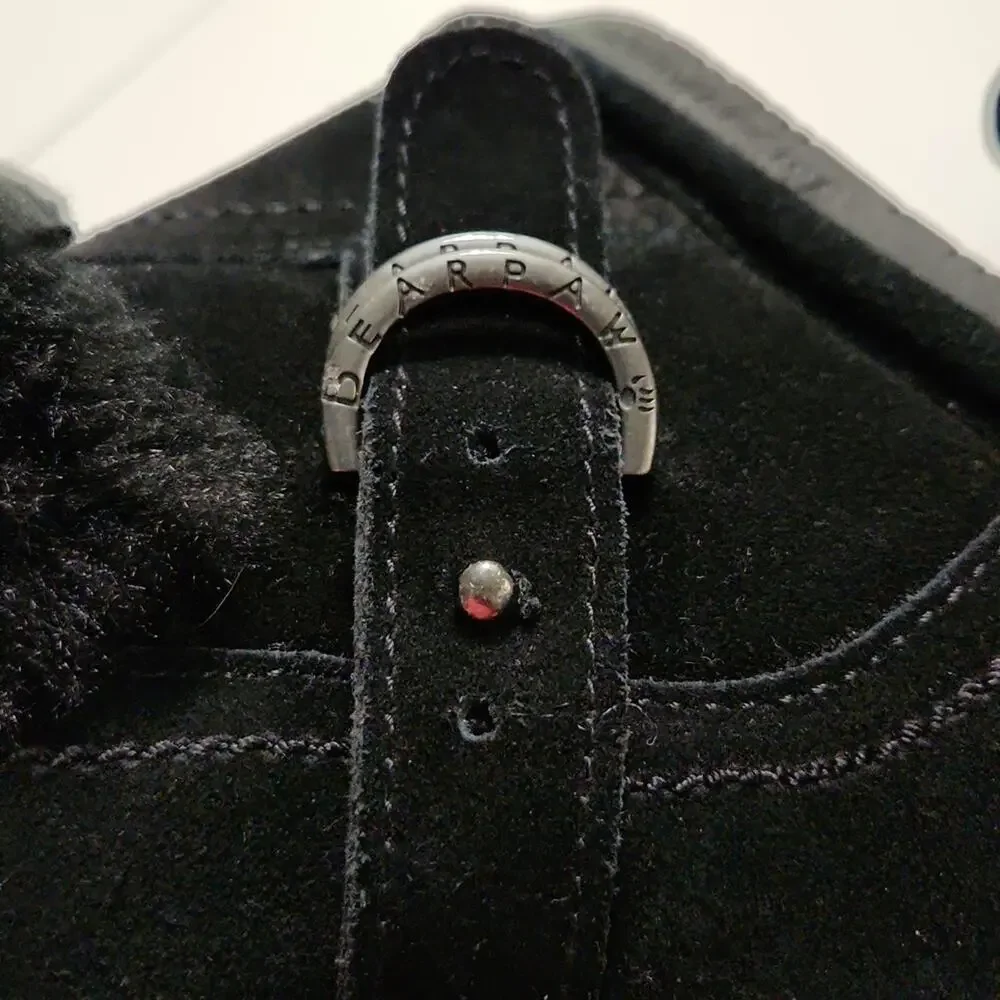 Bearpaw Youth‎ Black Faux Fur Suede Upper Wool Blend Lining Boots Size 4 Winter